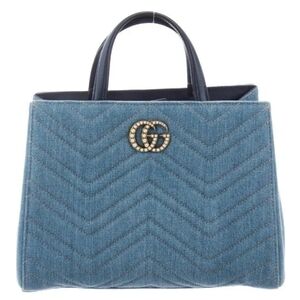 GUCCI Small GG Marmont Denim Matelasse Satchel $2650